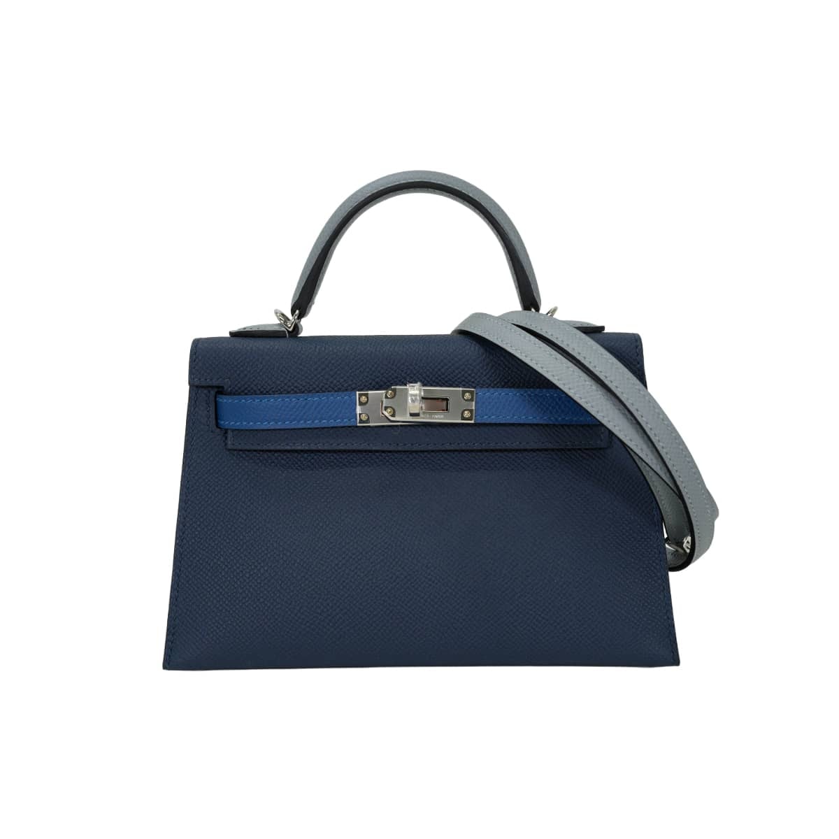 HERMES エルメス ショルダーバッグ ケリー ミニ ドゥ ケリー 20 トリコロール ブルーアビス/ブルータイ/グリパンタン エプソン シルバー金具 G刻印 新品