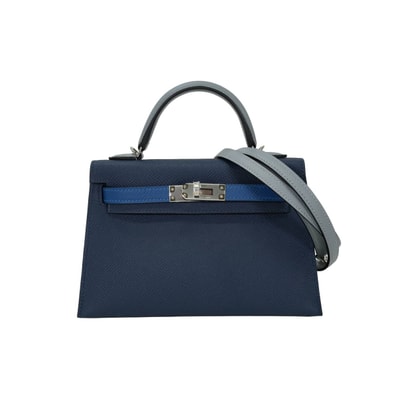 HERMES エルメス ショルダーバッグ ケリー ミニ ドゥ ケリー 20 トリコロール ブルーアビス/ブルータイ/グリパンタン エプソン シルバー金具 G刻印 新品