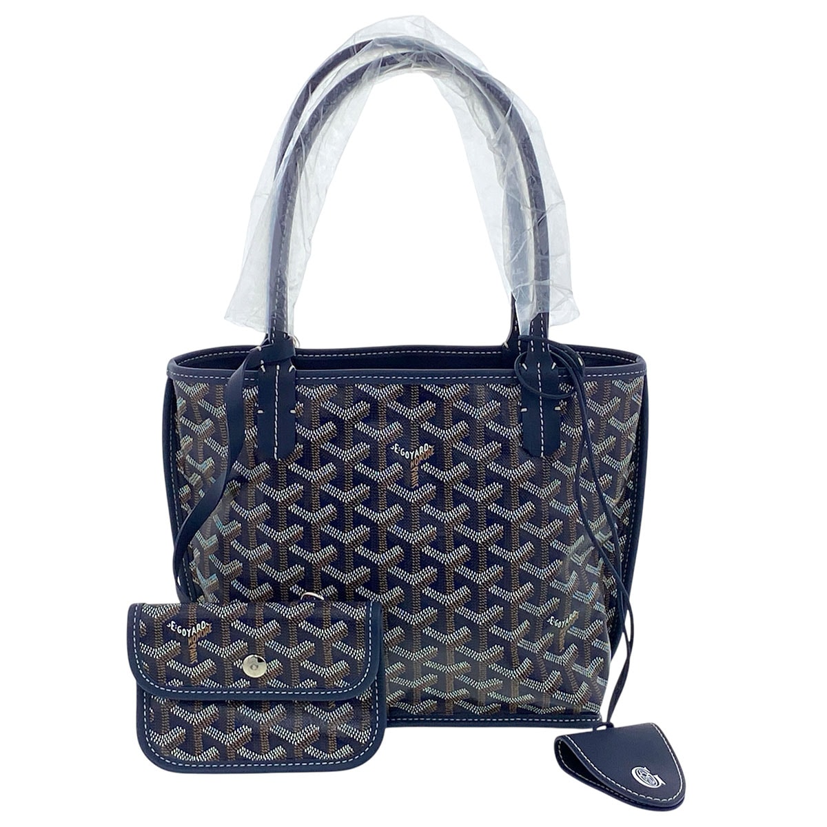 GOYARD ゴヤール アンジュ ミニ トートバッグ ANJOUSMINCG PVC ネイビー  レディース【中古】
