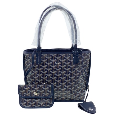GOYARD ゴヤール アンジュ ミニ トートバッグ ANJOUSMINCG PVC ネイビー レディース【中古】