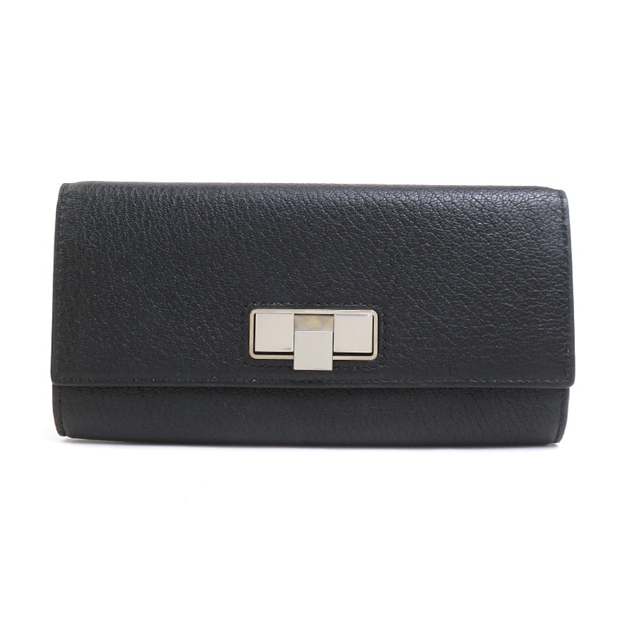 ボッテガヴェネタ BOTTEGAVENETA 長財布 レザー ブラック シルバー メンズ【中古】 e62261a
