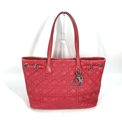 ディオール Dior カナージュ カバン トートバッグ ロゴ ショルダーバッグ コーティングキャンバス レッド系