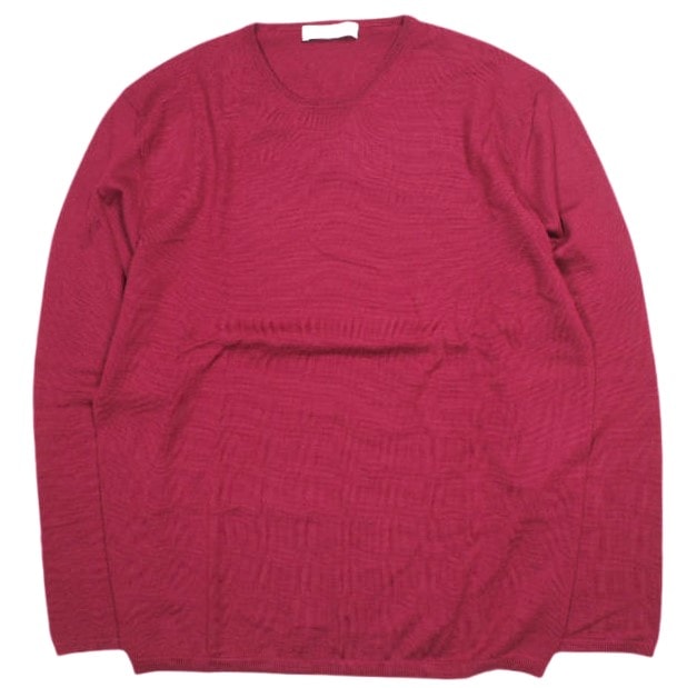 CRUCIANI クルチアーニ イタリア製 27ゲージ ウールクルーネックニット 細リブモデル JU4600 50 ワインレッド セーター ハイゲージ プルオーバー トップス g24232