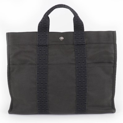 極美品 エルメス ハンドバッグ エールライン MM グレー レディース