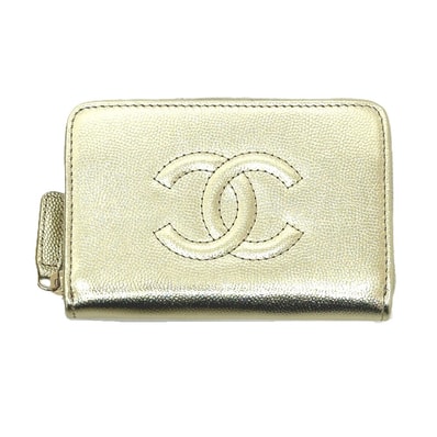 シャネル CHANEL ココマーク メティエダール AP4658 カードケース ミニ財布 コインケース キャビアスキン ゴールド 未使用