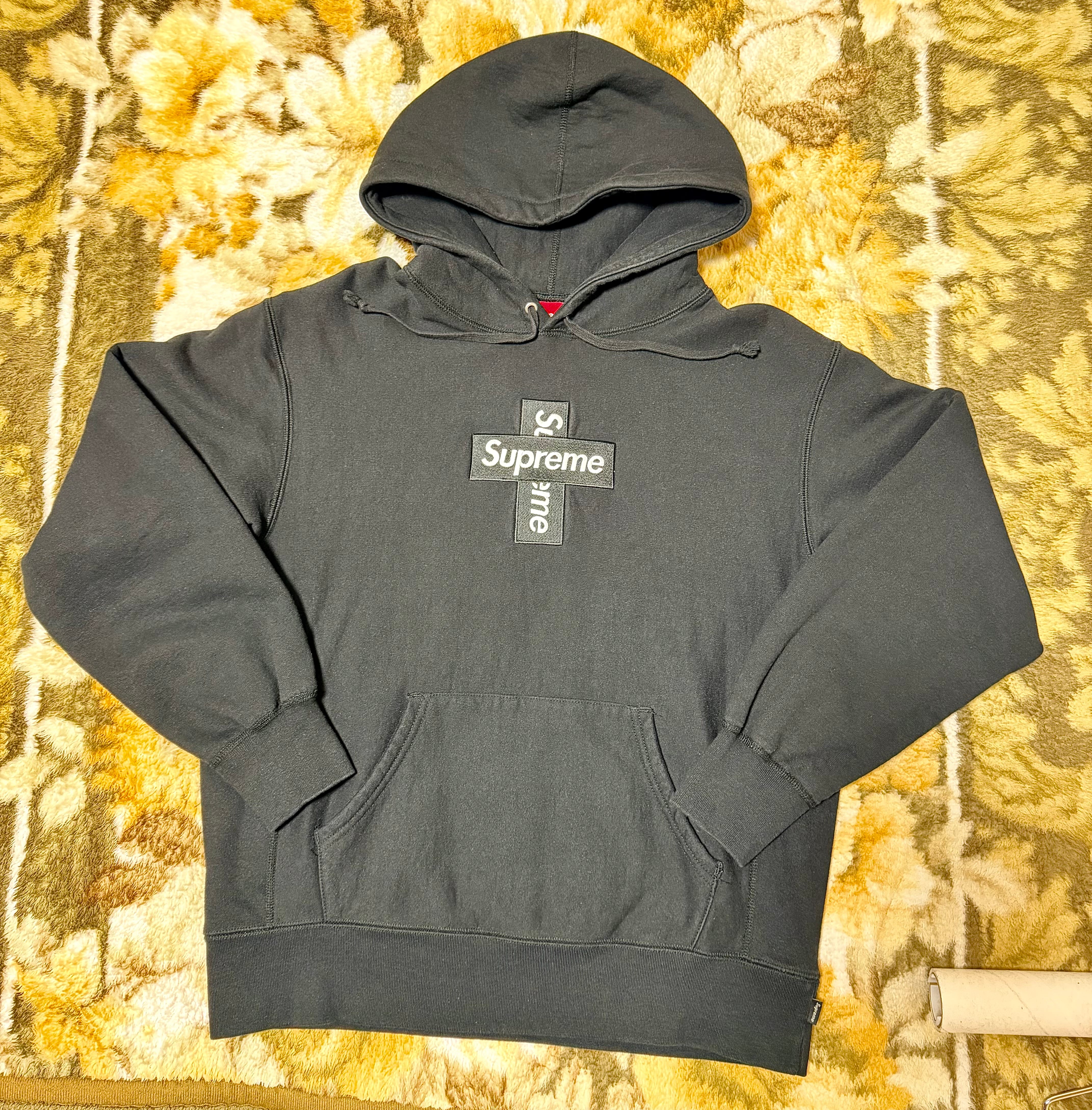 Supreme Cross Box Logo Hooded Sweatshirt "Black"