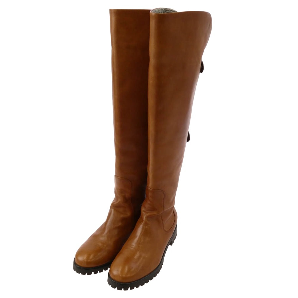 COLE HAAN コールハーン ブーツ バックジップ レザー ロング ブーツ ブラウン系 7B【中古】