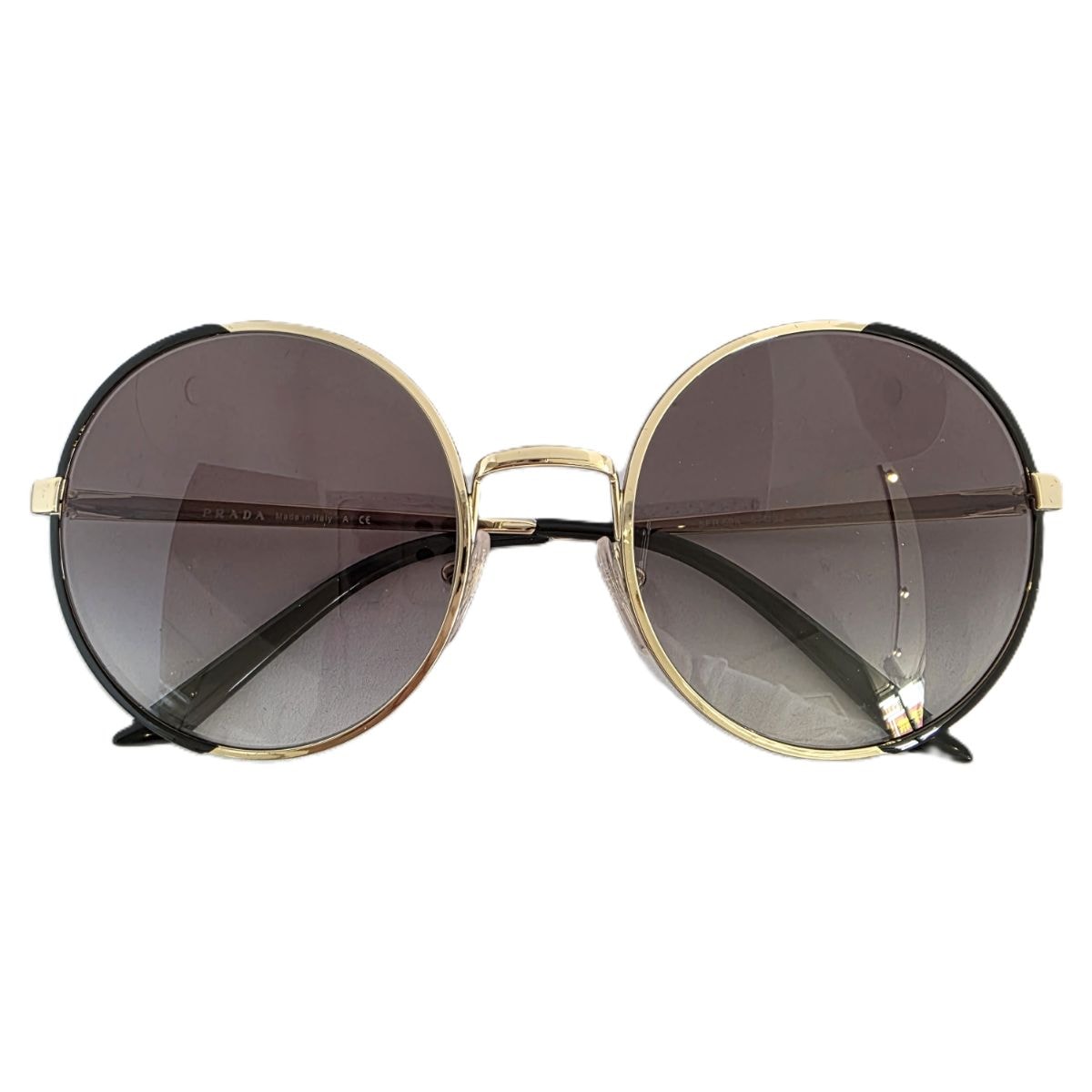 PRADA プラダ ラウンド 丸形 サークル サングラス SPR59X メタル ブラック ゴールド  レディース【中古】