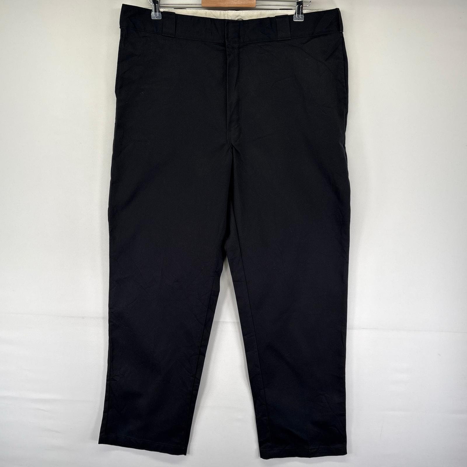 古着 ディッキーズ Dickies パンツ チノパン ストレート ワンポイントロゴ 大きいサイズ 874 ジップ W40 L32  ブラック系 メンズ