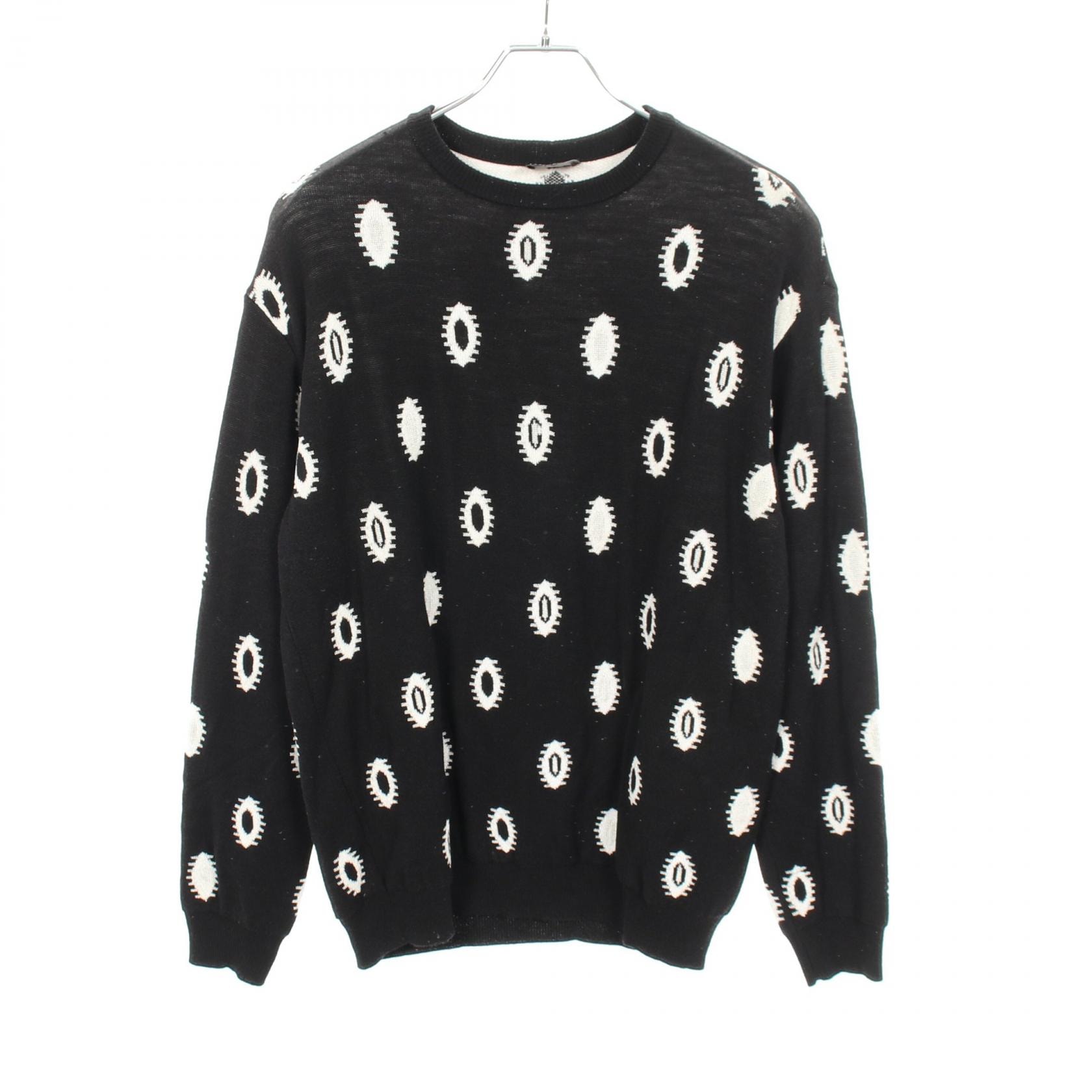 ジョルジオアルマーニ GIORGIO ARMANI 総柄 クルーネック ニット 衣料品 トップス レーヨン ウール レディース ブラック系 / ホワイト系 【中古】