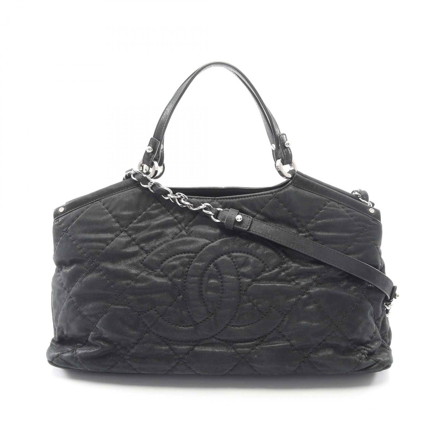 シャネル CHANEL ワイルドステッチ ココマーク 2WAY ショルダーバッグ バッグ レザー レディース ブラック系 【中古】