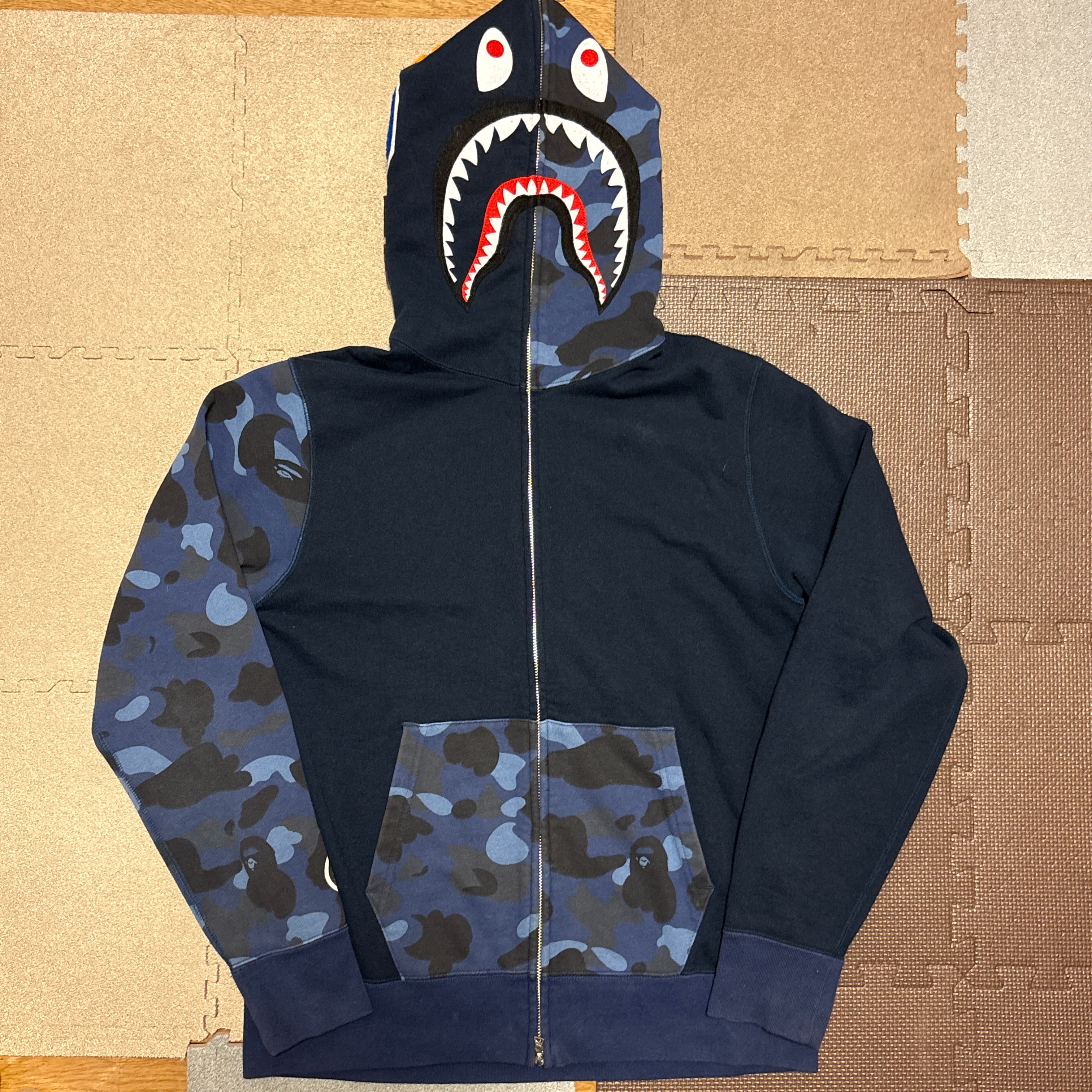 Bape shark hoodie シャーク パーカー navy ネイビー カモ