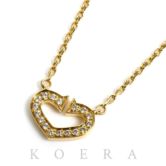 CARTIER カルティエ K18YG イエローゴールド Cハート ネックレス ダイヤモンド 5.3g 39cm レディース【中古】