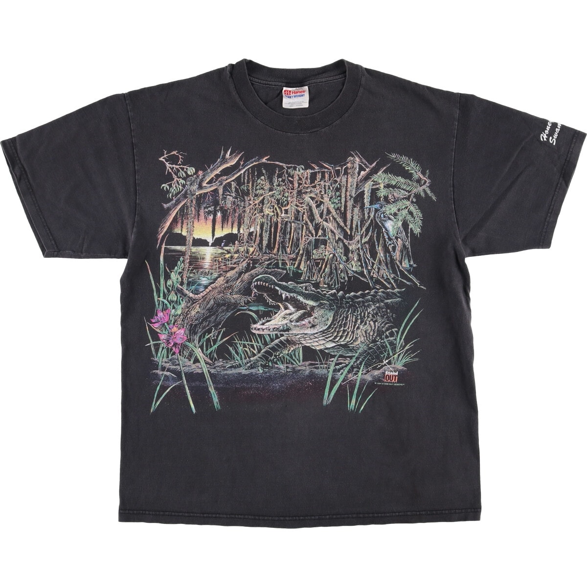 古着 ヘインズ Hanes HEAVYWEIGHT ワニ柄 アニマルTシャツ メンズXL相当/eaa564584