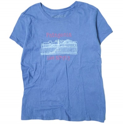 PATAGONIA パタゴニア アメリカ製 Organic Cotton Live Simply T-Shirt キッズ プリントTシャツ GIRLS XXL ブルー 半袖 MADE IN USA トップス g13701