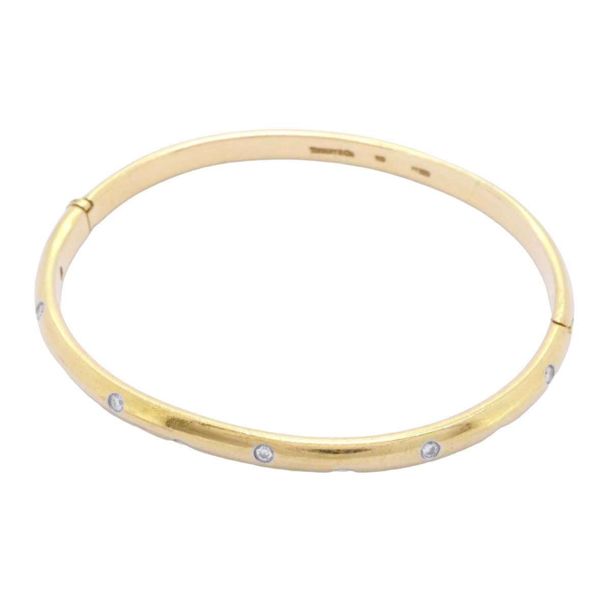 【6jdb0422-11】ティファニー バングル ドッツ 10PD K18YG イエローゴールド Pt950 プラチナ ダイヤモンド【中古】レディース