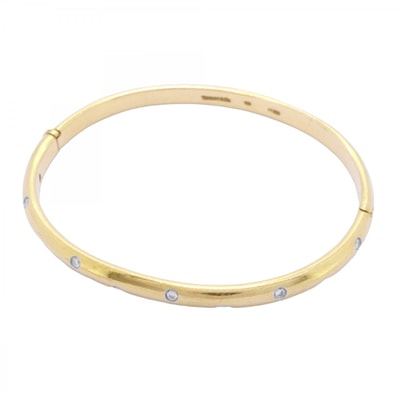 【6jdb0422-11】ティファニー バングル ドッツ 10PD K18YG イエローゴールド Pt950 プラチナ ダイヤモンド【中古】レディース