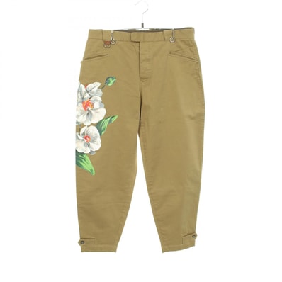 ドルチェアンドガッバーナ DOLCE & GABBANA フラワープリント パンツ 衣料品 ボトムス コットン メンズ カーキ系 【中古】