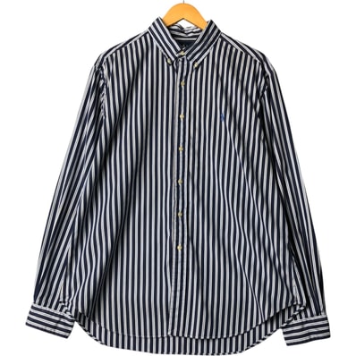 古着 ラルフローレン Ralph Lauren CLASSIC FIT クラシックフィット マルチストライプ 長袖 ボタンダウンストライプシャツ メンズXL相当/eaa575317
