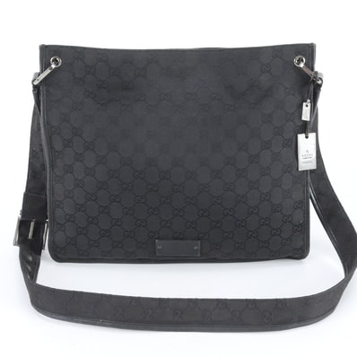 グッチ GGキャンバス 90656 ショルダーバッグ レザー×キャンバス