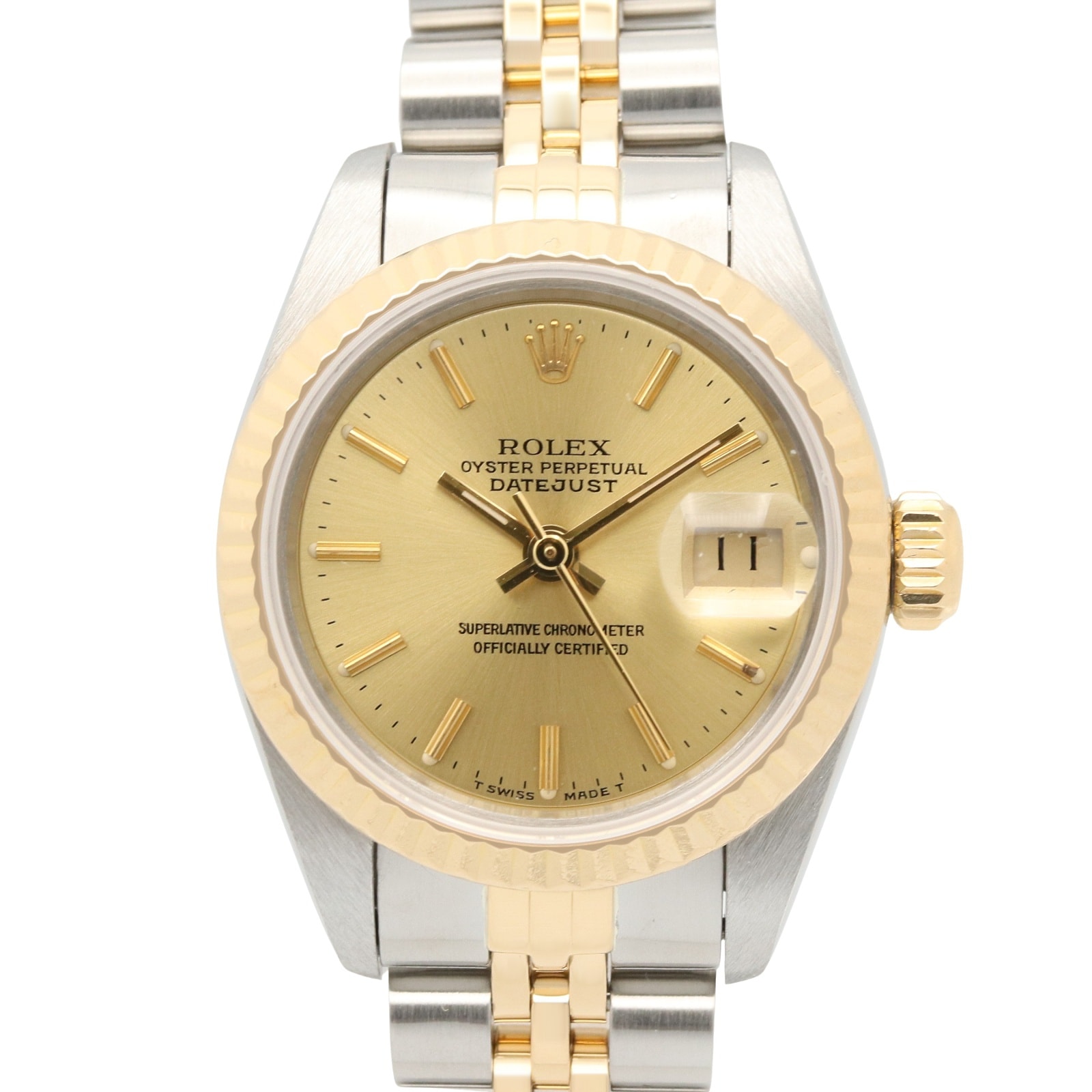 ロレックス ROLEX デイトジャスト E番 腕時計 時計 K18(イエローゴールド) ステンレススチール レディース ゴールド系 シャンパン/バー 69173 【中古】
