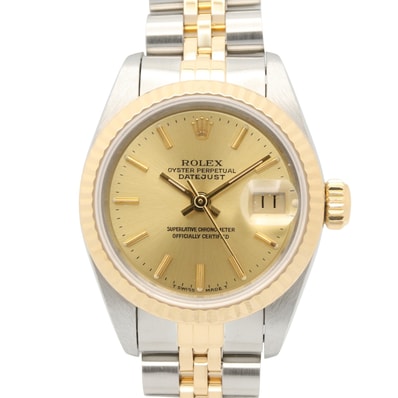 ロレックス ROLEX デイトジャスト E番 腕時計 時計 K18(イエローゴールド) ステンレススチール レディース ゴールド系 シャンパン/バー 69173 【中古】