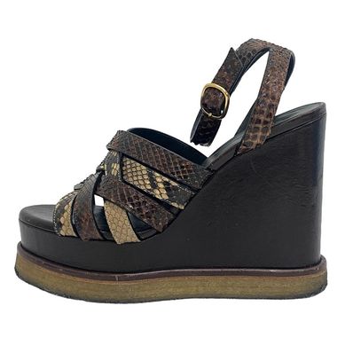 セリーヌ CELINE サンダル ウェッジソール 38 ブラウン