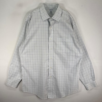 古着 ブルックスブラザーズ Brooks Brothers 長袖シャツ 胸ポケ カラーステイ L ブルー系 チェック メンズ