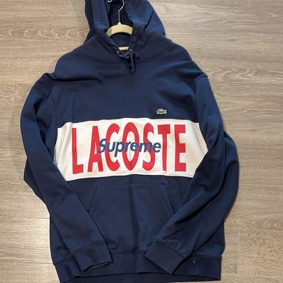 Supreme / Lacoste Logo Panel Hooded Sweatshirt "Navy"