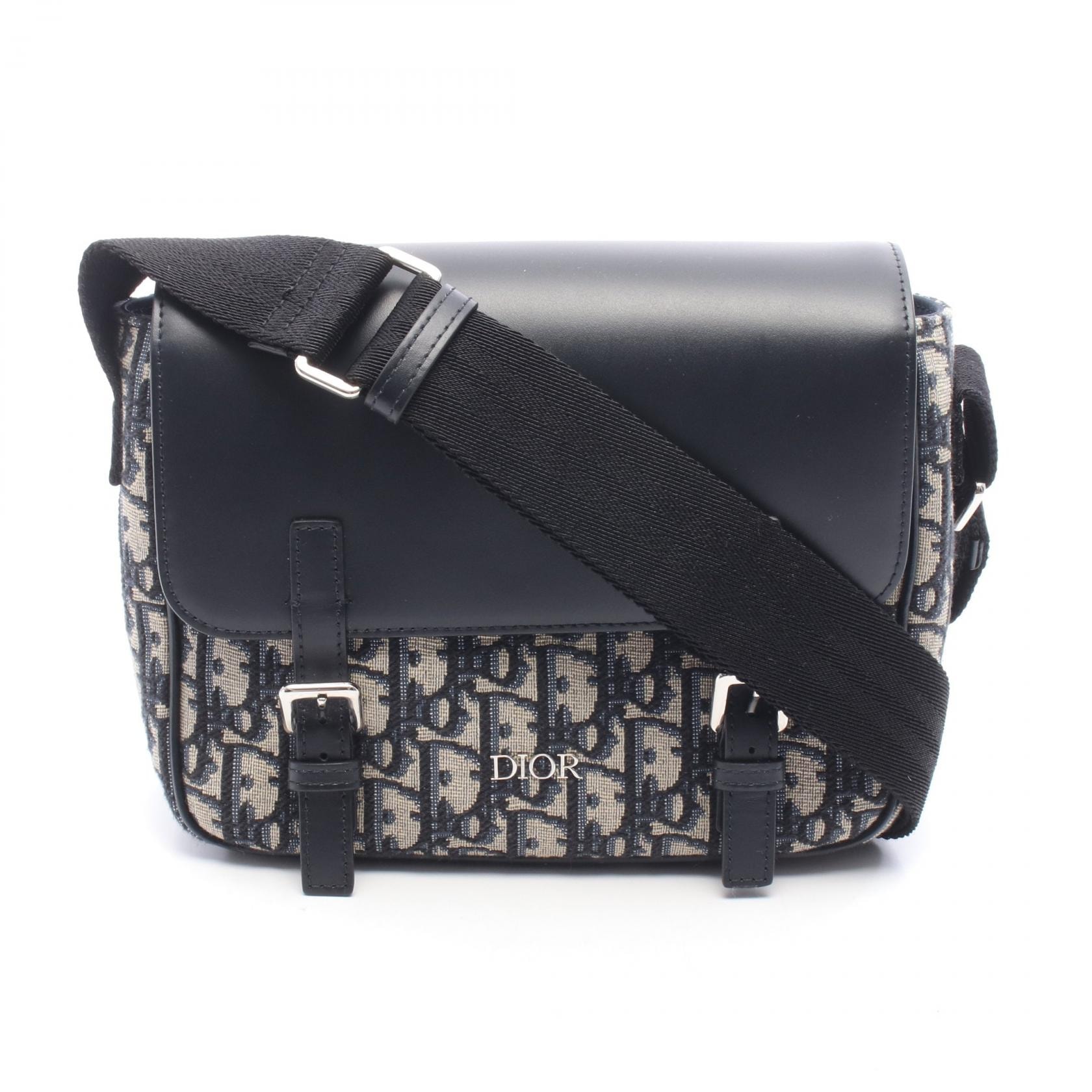 ディオール Dior オブリーク キッズ メッセンジャーバッグ ショルダーバッグ バッグ キャンバス レザー メンズ レディース ネイビー系 / ベージュ系 / ブラック系 M9994P7VY 【中古】