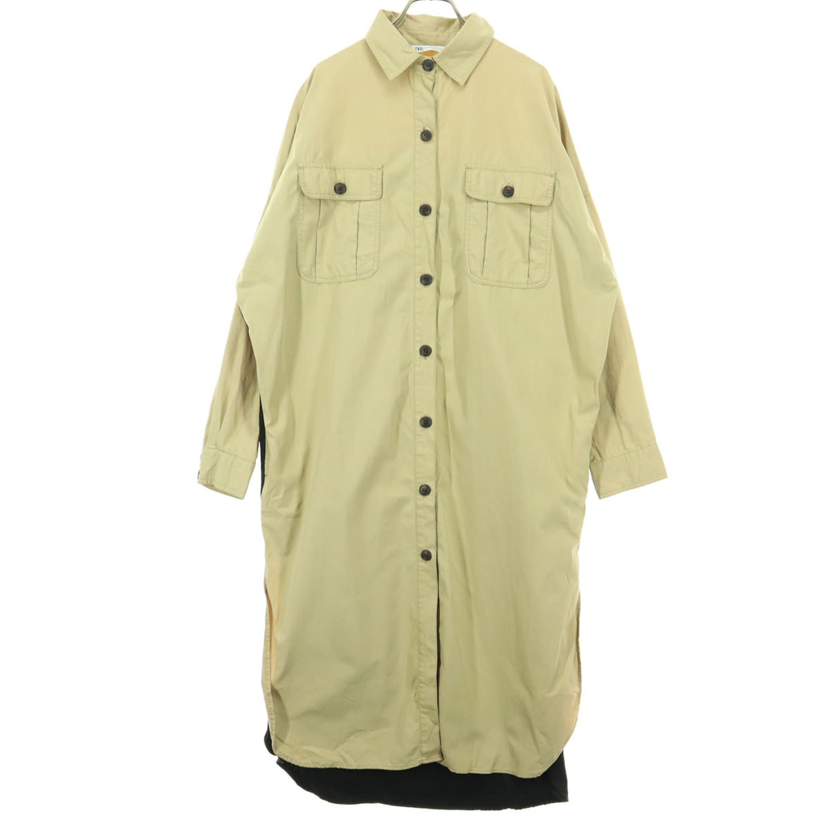 ZARA ザラ 長袖 シャツワンピース XS-S ベージュ