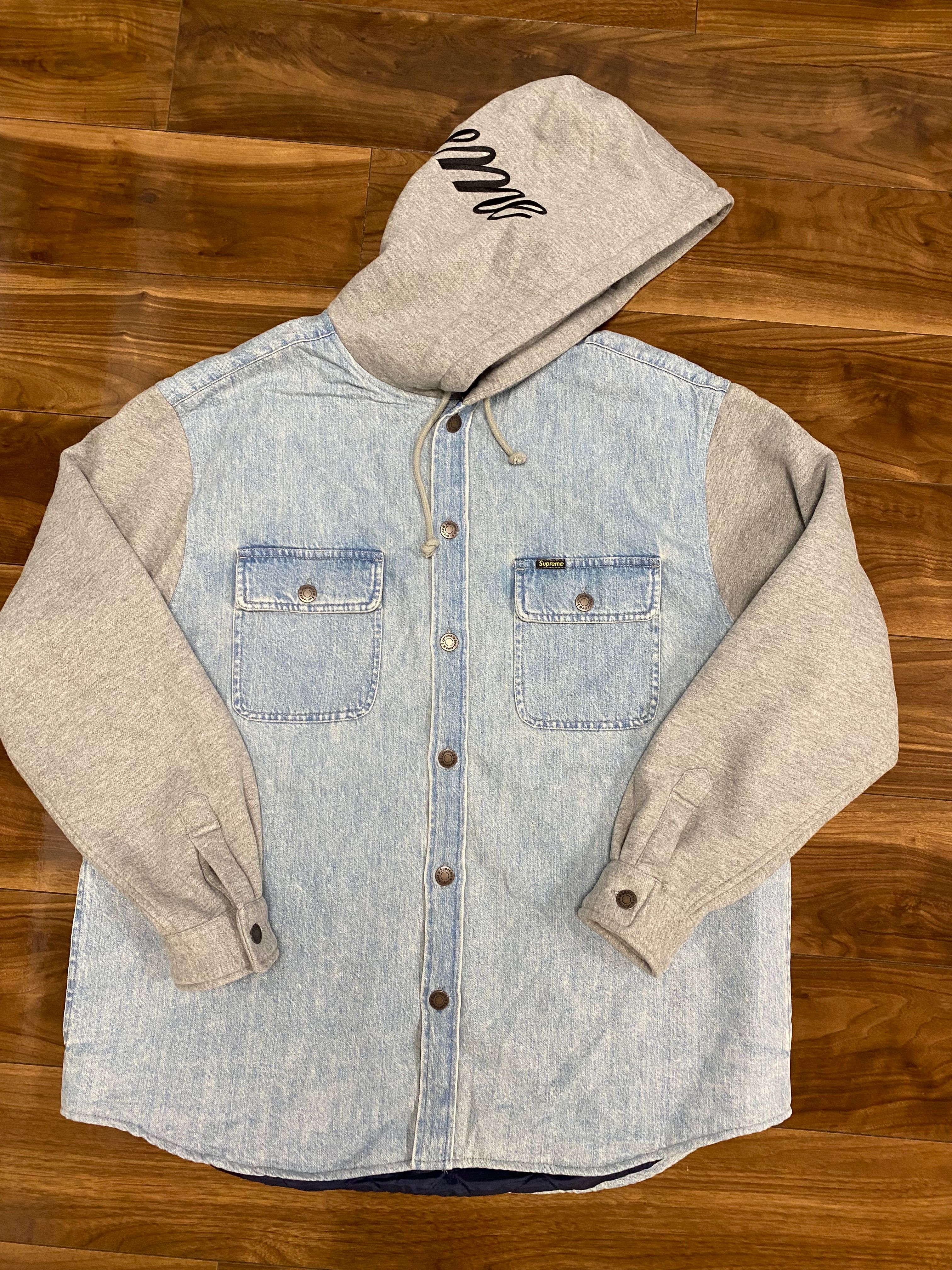 Supreme Fleece Hooded Denim Shirt "Blue"