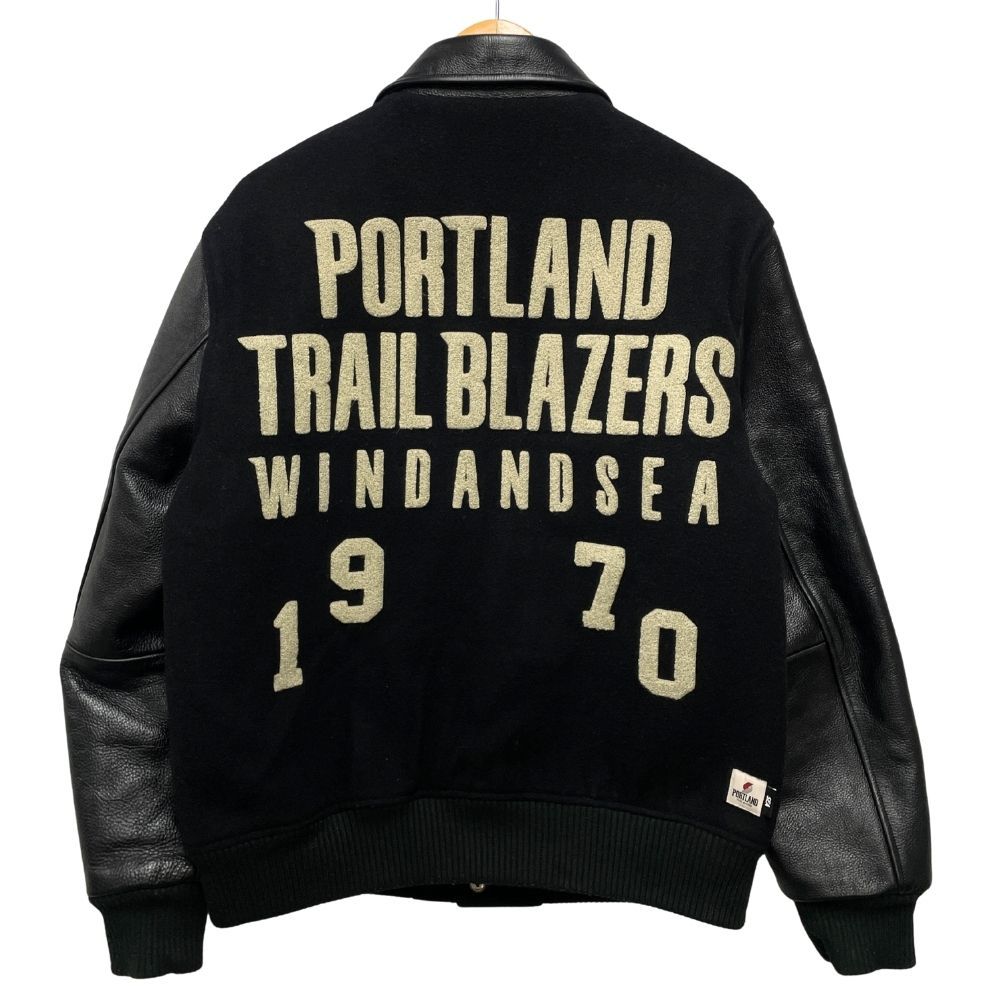 WIND AND SEA ウィンダンシー × NBA PORTLAND TRAIL BLAZERS 袖革 スタジャン ブラック サイズM 51425