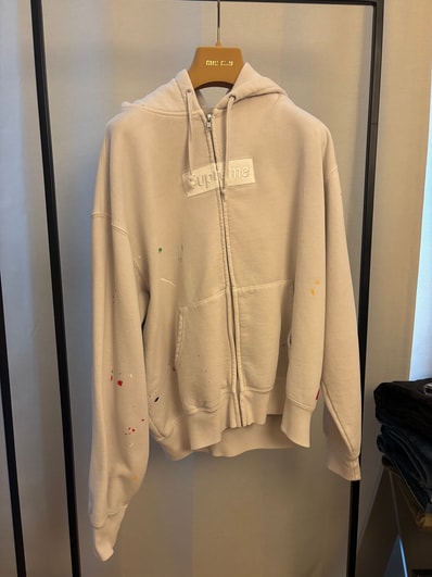 Supreme x MM6 Maison Margiela Box Logo Zip Up Hooded Sweatshirt "White"