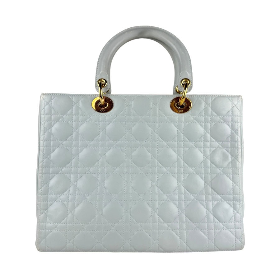 クリスチャンディオール Christian Dior ハンドバッグ ショルダーバッグ レディディオール レザー ライトブルー ゴールド レディース【中古】 z6721