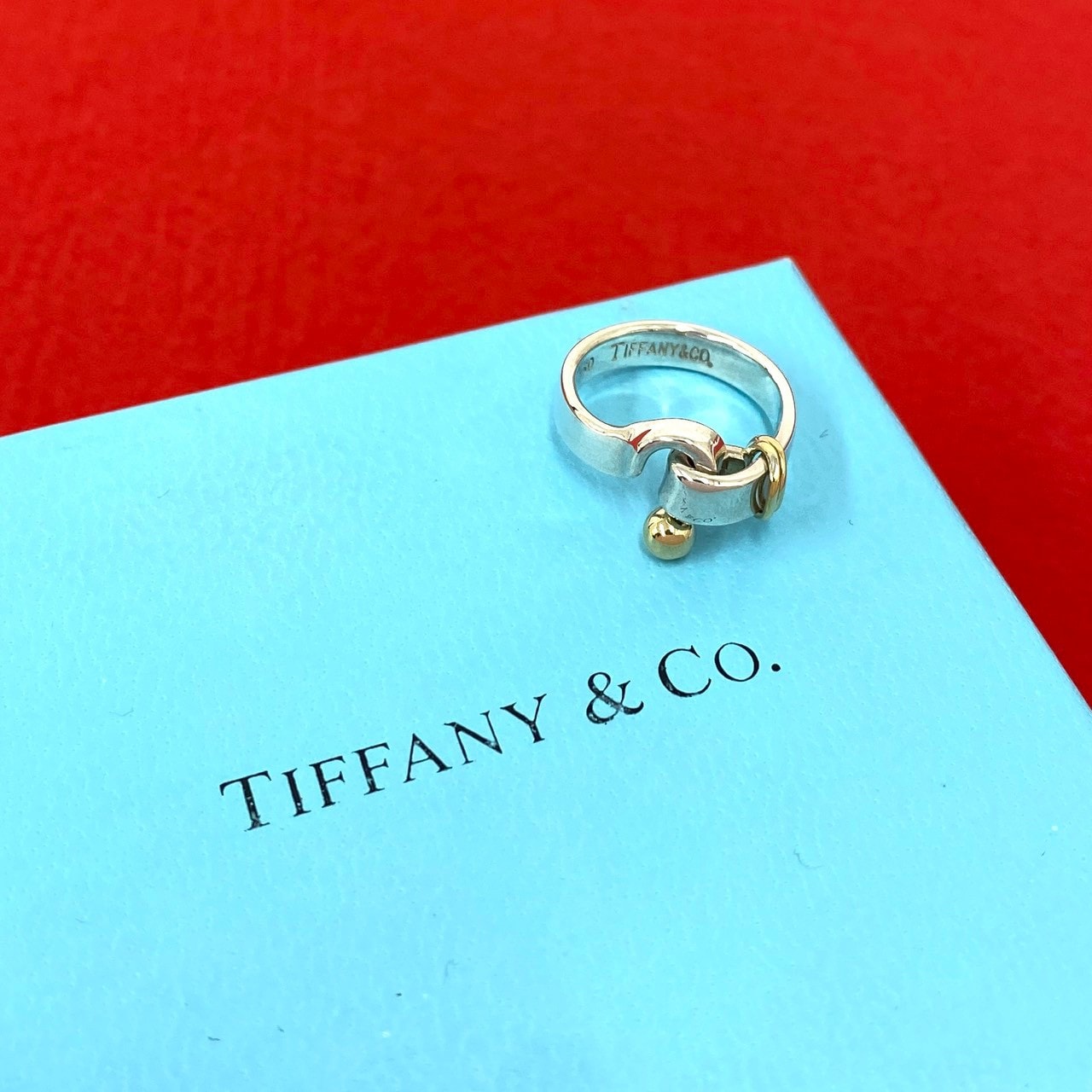 TIFFANY&Co. ティファニー フック&アイ ラブノット リング シルバー925 K18イエローゴールド リング・指輪 8号 シルバー
 21956