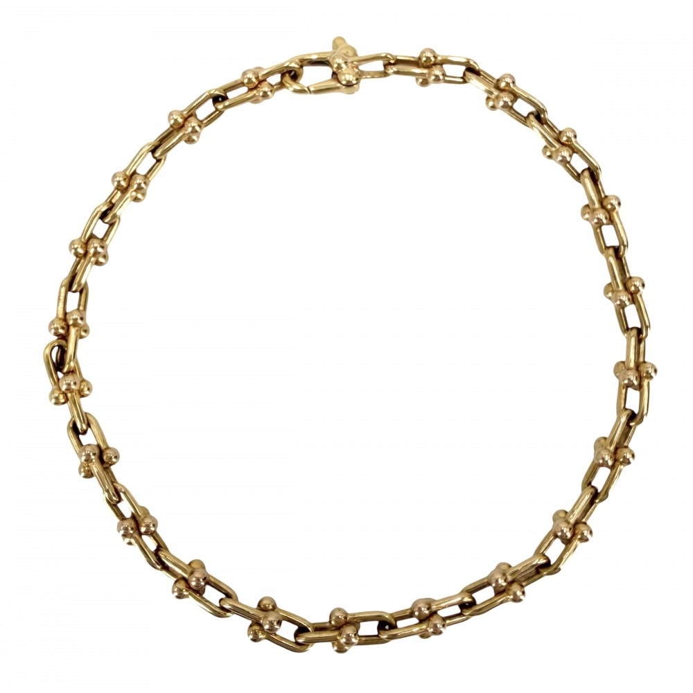 TIFFANY&Co. ティファニー ブレスレット ハードウェア マイクロ リンク ブレスレット ジュエリー アクセサリー メンズ レディース K18YG Au750 K18イエローゴールド ユニセックス 約10.4g【中古品】