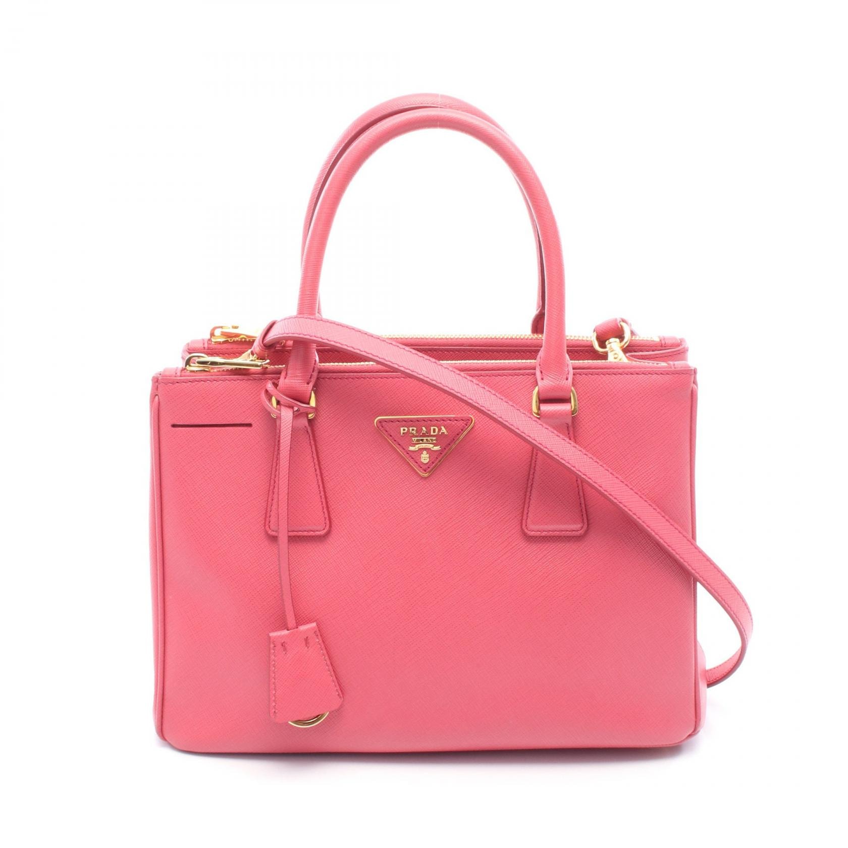 プラダ PRADA SAFFIANO LUX ガレリア ハンドバッグ バッグ サフィアーノレザー レディース ピンク系 BN2863 【中古】