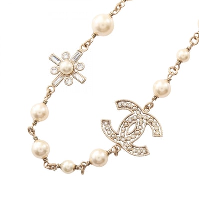 シャネル CHANEL B20V ココマーク ネックレス ジュエリー GP(ゴールドメッキ) フェイクパール / ラインストーン レディース ゴールド系 / ホワイト系 / クリア系 【中古】