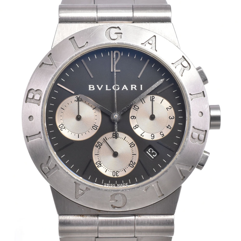 ブルガリ BVLGARI CH35S ディアゴノ スポーツ クロノグラフ ブラック クォーツ メンズ 良品 腕時計 M#150978