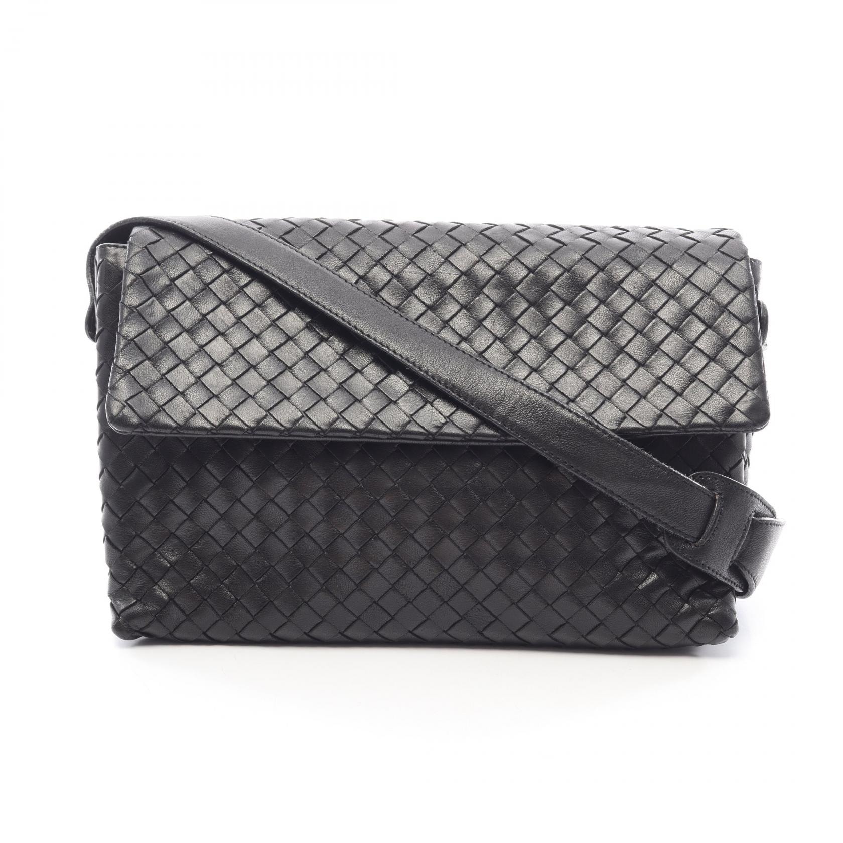 ボッテガヴェネタ BOTTEGA VENETA イントレチャート ショルダーバッグ バッグ レザー レディース ブラック系 【中古】