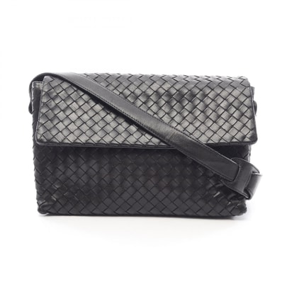 ボッテガヴェネタ BOTTEGA VENETA イントレチャート ショルダーバッグ バッグ レザー レディース ブラック系 【中古】