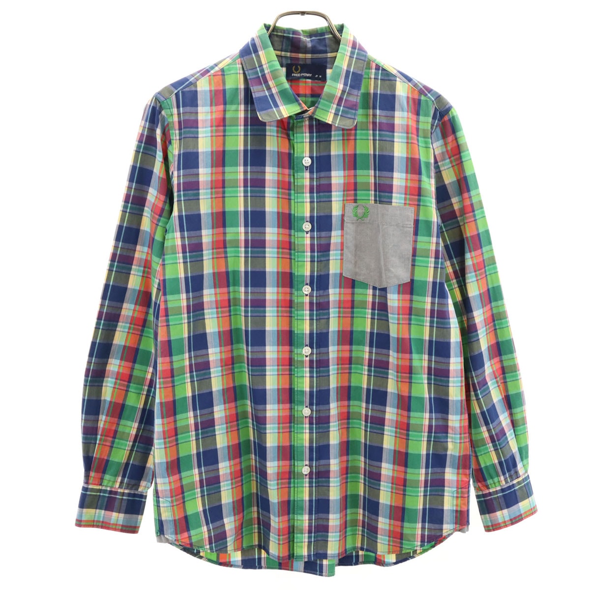 FRED PERRY フレッドペリー チェック柄 長袖 コットンシャツ M マルチ