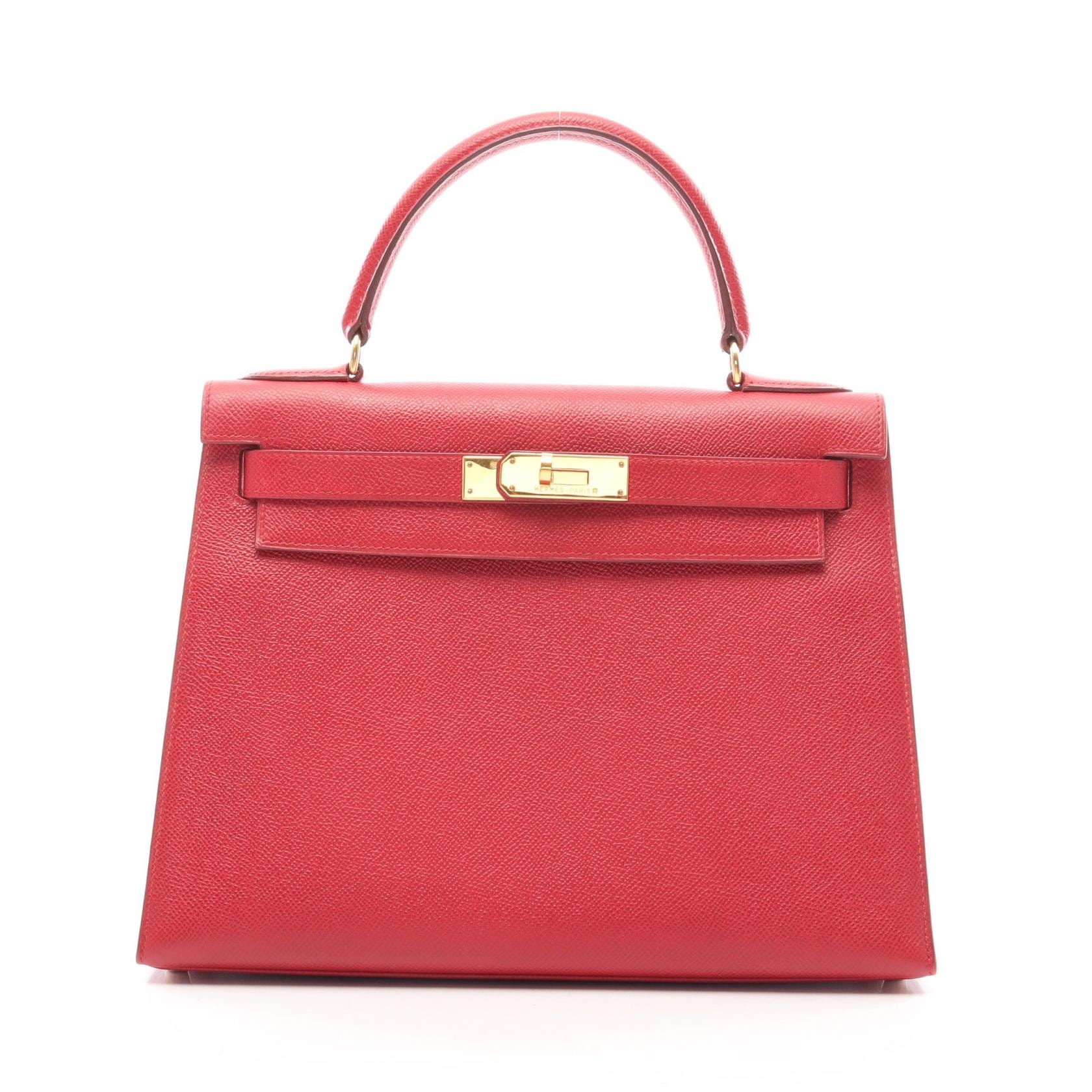 エルメス HERMES ケリー28 ルージュヴィフ 2WAY ハンドバッグ バッグ レザー クシュベル ルージュヴィフ ○W刻印(1993年製造) レディース レッド系 【中古】