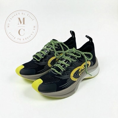 グッチ GUCCI RUN スニーカー 靴 シューズ ファブリック ブラック イエロー 未使用 インターロッキングG ロゴ
