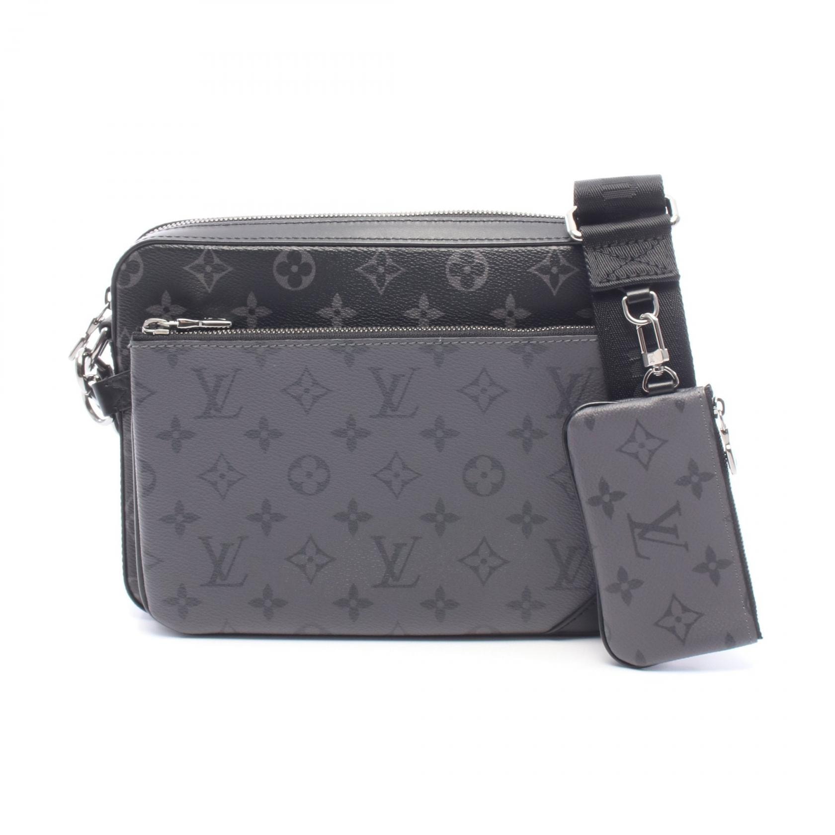 ルイ・ヴィトン LOUIS VUITTON トリオ メッセンジャー モノグラム エクリプス ショルダーバッグ バッグ PVCコーティングキャンバス レザー モノグラム・エクリプスリバース グレー メンズ ブラック系 / グレー系