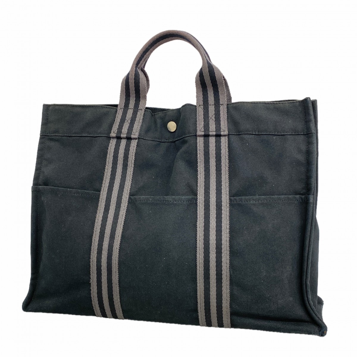 ★SALE【6fa0945】エルメス トートバッグ フールトゥMM キャンバス ブラック シルバー金具【中古】メンズ レディース ユニセックス