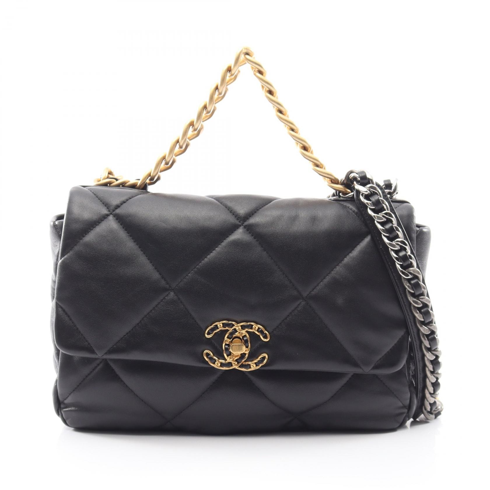 シャネル CHANEL 19 ディズヌフ マトラッセ コンビ金具 2WAY ショルダーバッグ バッグ ラムスキン(羊革) レディース ブラック系 AS1161 【中古】