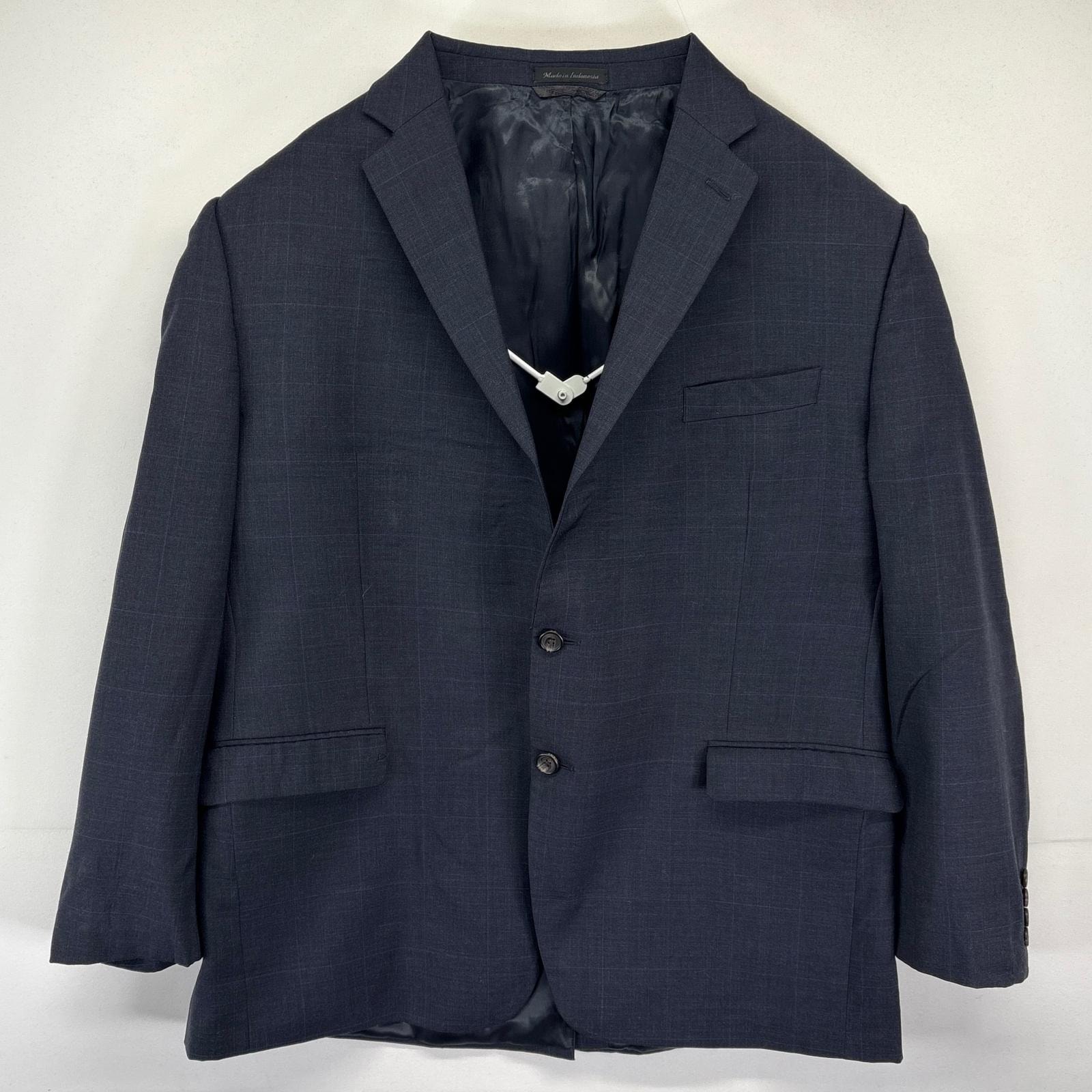 古着 ローレンラルフローレン LaurenRalphLauren テーラードジャケット ブレザー チェック柄 紳士服 大きいサイズ  46R  ネイビー系 メンズ