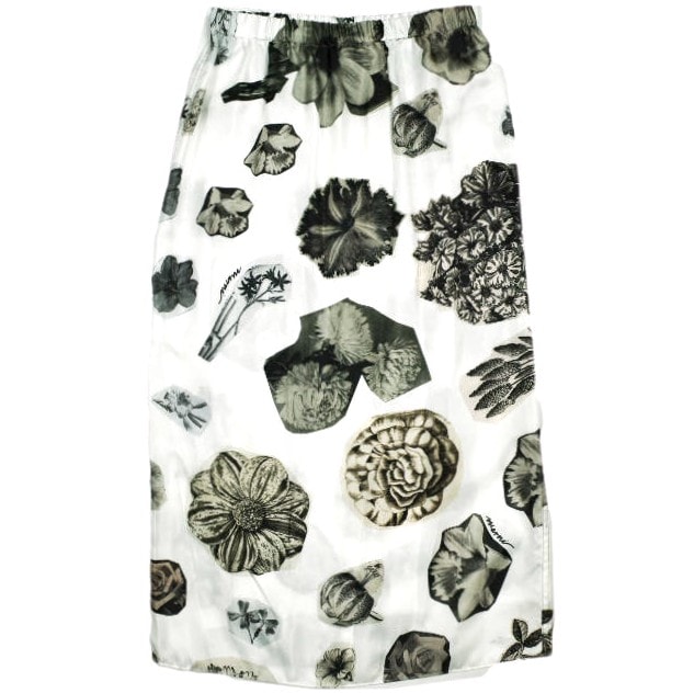 新品 MARNI マルニ 24SS イタリア製 NOCTURNAL PRINT SKIRT フローラルプリント シルクスカート GOMA0107A0 UTSG18 36 BLACK/WHITE(REN99) 定価129,800円 ボトムス g24974